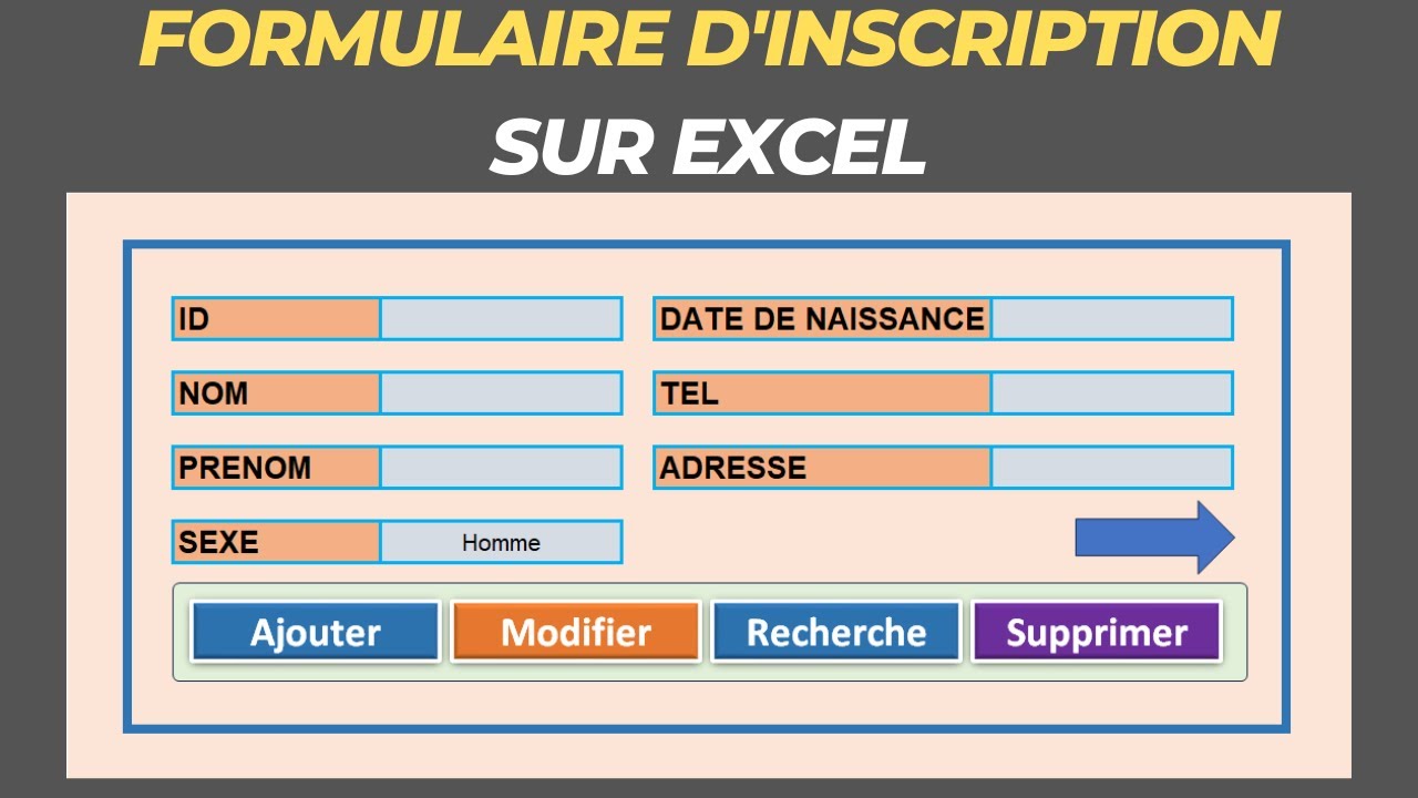 formulaire d'inscription sur excel | base de données facilement sur excel